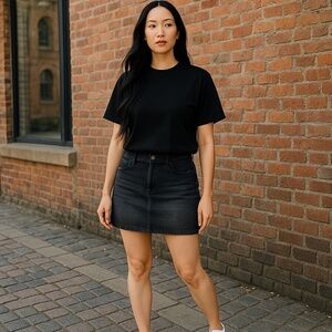 Juniors’ SO Mid-Rise Denim Mink Skirt - Zip & Button - SIZE 5 / 27  Black - NEW